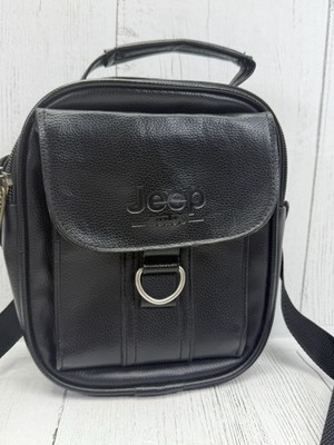 Jeep Buluo Men s Black Faux Leather Crossbody Shoulder Bag Messenger Satchel
