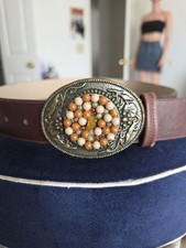 Vintage 90s Elite Fresno California Beaded Boho Western Belt  Style 3490  Sz S