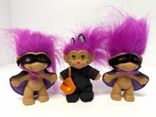 Vintage 90s RUSS Troll Halloween Dolls Cat Masked Burglars 3pc EUC