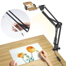 Overhead Phone Mount with USB LED Light, Adjustable Articulating Arm & 360° R...