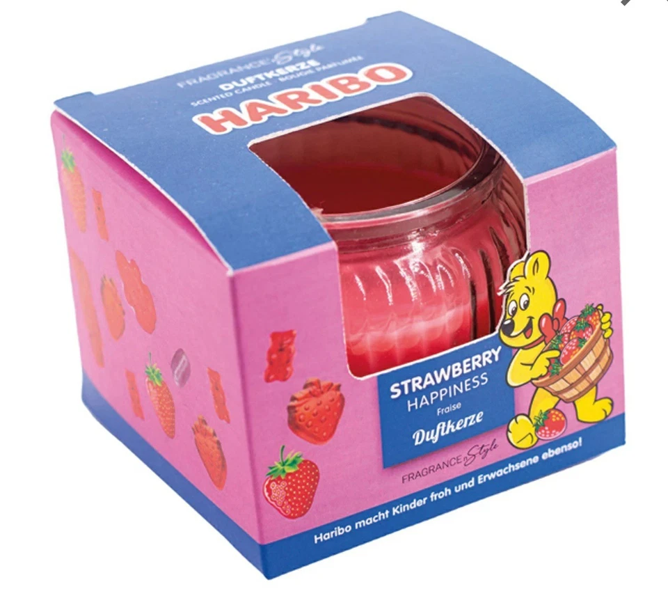 Haribo Duftkerze Strawberry Happiness 85g, 2er Set - Bild 1 von 1