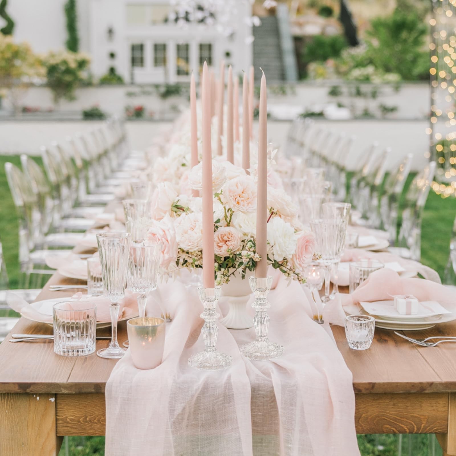 4 Tall Glass Candlestick Holder Set of 6 Clear Crystal Glass Candle Holders for