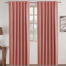 Coral Blackout Curtains Back Tab/Rod Pocket Curtain Panels Room Darkening