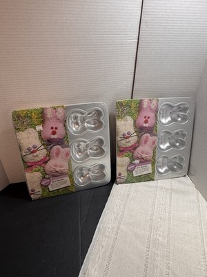 Vintage 1991 Wilton EASTER BUNNY RABBIT MINI CAKE PAN Mold 2105-4426 Lot Of 2NEW