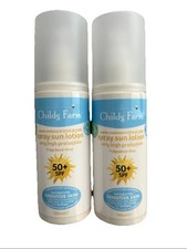 Image of Childs Farm Water Resistant SPF 50+ Sun Spray Lotion Sensitive Skin 2 x 100ml