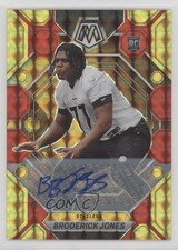 2023 Mosaic Rookies Choice Fusion Red & Yellow Prizm Broderick Jones Auto rf2