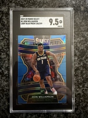 Zion Williamson 2019-20 Panini Select #1 Concourse Light Blue Prizm /299 SGC 9.5