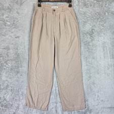 Reformation Pants Womens 4P Beige Lyocell Pleated Straight Leg Dress Trousers