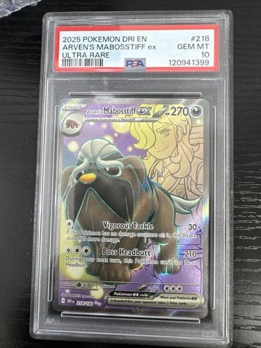 Pokémon TCG Arven's Mabosstiff EX 218/182 Destined Rivals Ultra rare, PSA 10