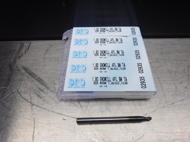 5 NEW! Kyocera-SGS 1.8mm 4FL Carbide Endmill 02935