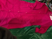 A New Day Sweater Womens Lg Pink Long Cardigan Pocket Button Front Knit Duster