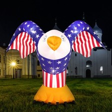 Kathfly 6Ft 4Th Of July Inflatable Decoration Patriotic Blow Up Bald Eagle