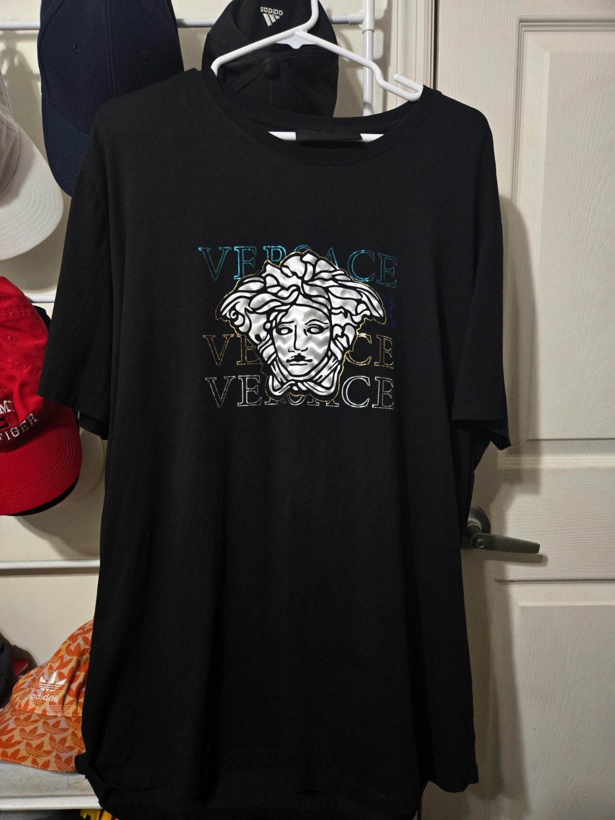 Versace t-shirt with bright green, gold, and gray lettering, size XXL, AAArepli thumbnail 5