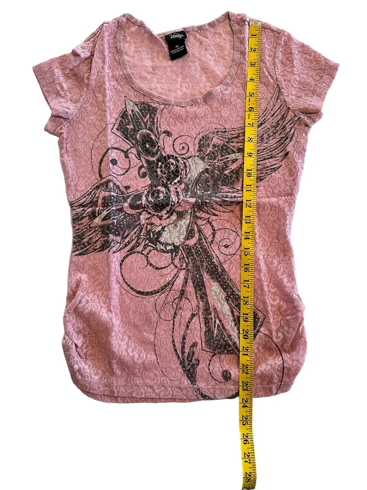 Camisa de verano Vanity Western de encaje transparente con cruz y brillos para mujer vaquera mediana Foto 2 de 4