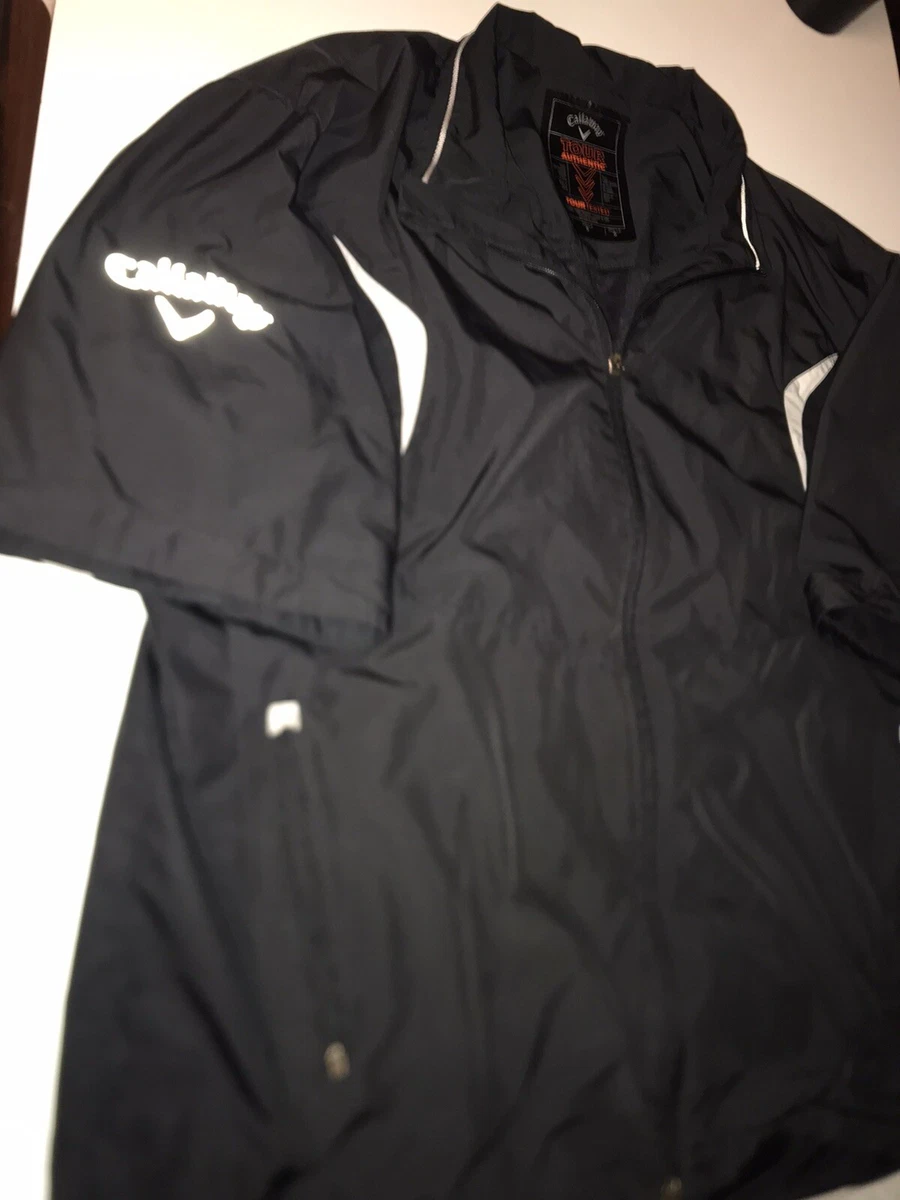 Callaway Tour Zip Up Short Sleeve Golf Wind Jacket Black Mens Large Vented