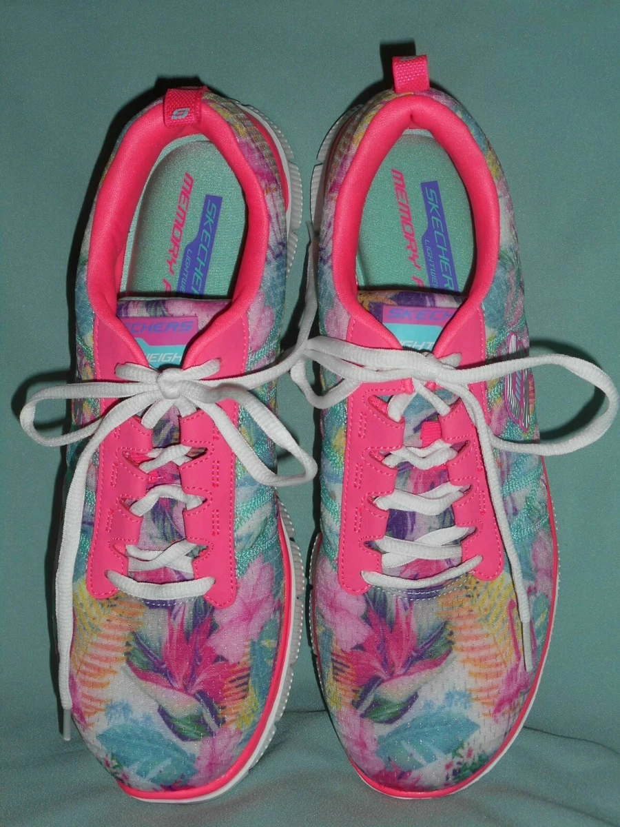 mentiroso Motivar Inconsciente Skechers Flex Appeal Memory Foam Pink Floral Bloom Sneakers Size 10 B New +  Box | eBay