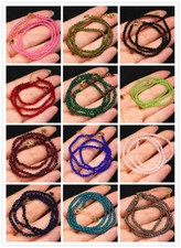 Faceted 3mm Bright Multicolor Spinel Crystal Round Gemstone Beads Necklace 18''