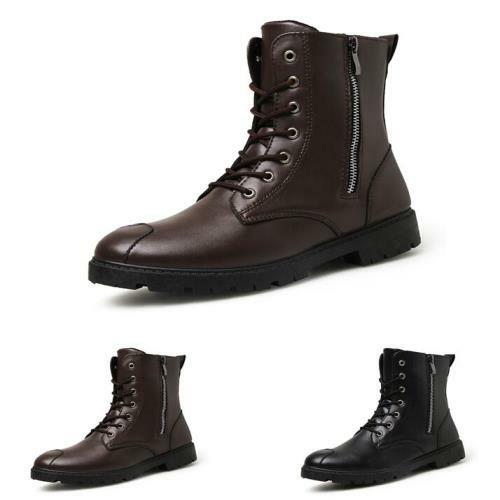 Mens High Top Biker Ankle Boots Shoes 