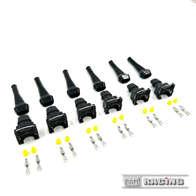 6 x Fuel injector connector plug bosch EV1 Amp Junior Power Timer 2 pin Superb