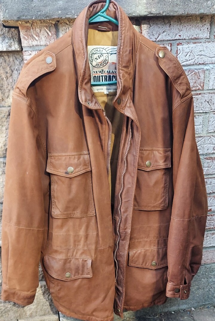 Vintage NEW ZEALAND OUTBACK Cooper Collection Brown Leather Jacket