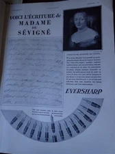 EVERSHARP Mme de SEVIGNE + LENTHERIC soap advertising paper ILLUSTRATION 1930 co