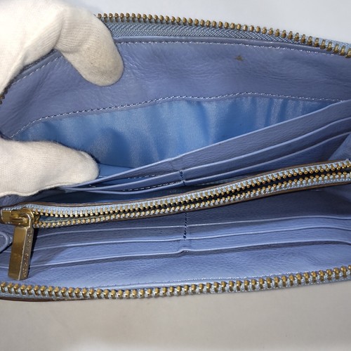 Auth Tory Burch periwinkle blue long wallet Purse round zipper leather #5851K - Picture 17 of 23