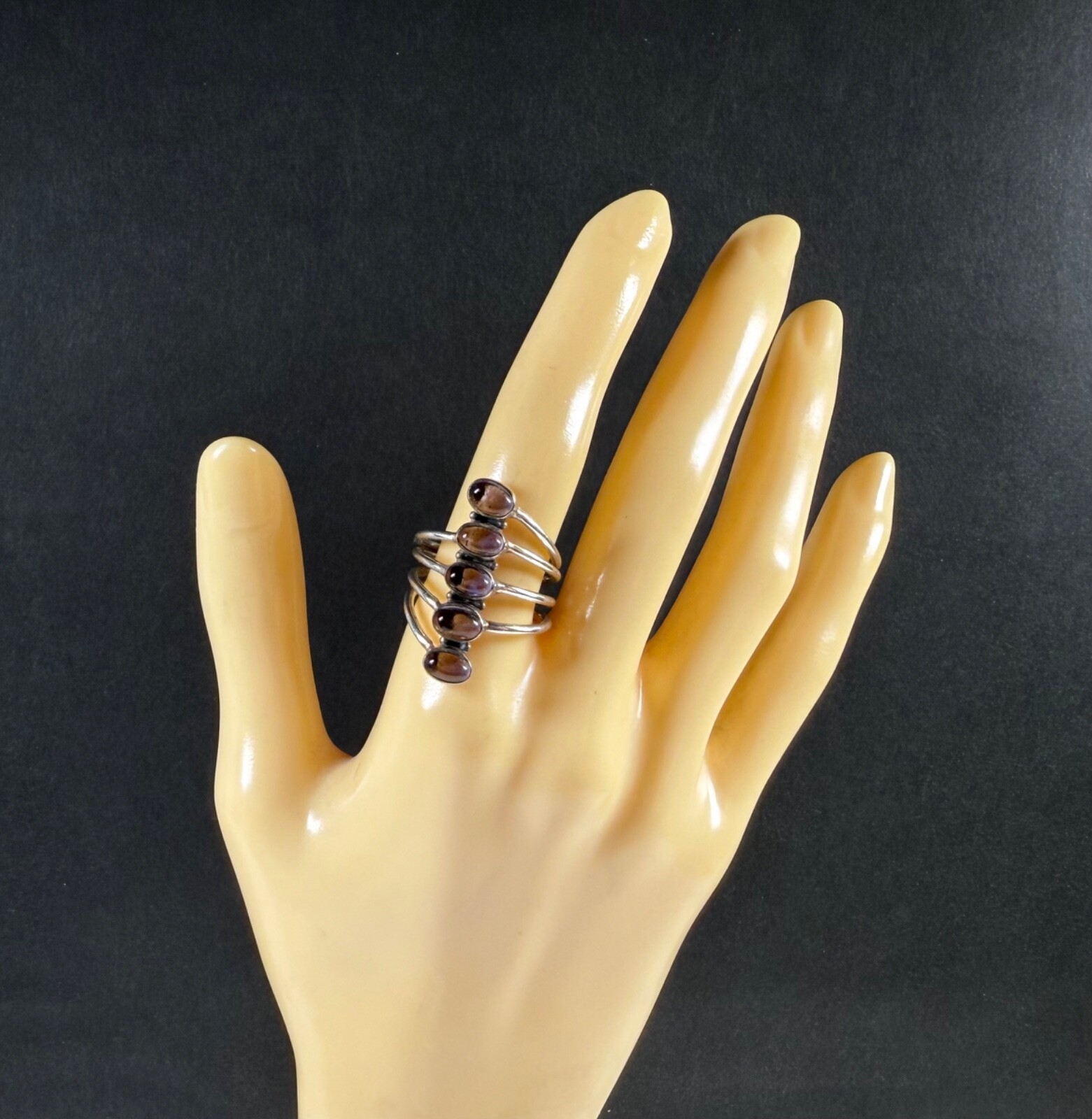 Amethyst Cabochon Stack Ring 925 Sterling Silver … - image 2