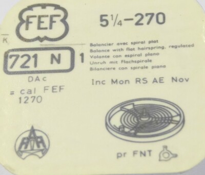 Pièce Détachée Pour Montre : Balancier FEF 5 1/4 (270) - Pour Réparation Horlogerie