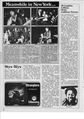 STYX   -  Clipping/Bericht aus dem Jahr 1979 - Musikzeitschrift