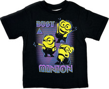 Despicable Me Kids Black Short Sleeve Cotton Minions Print Casual T Shirt Sz XS