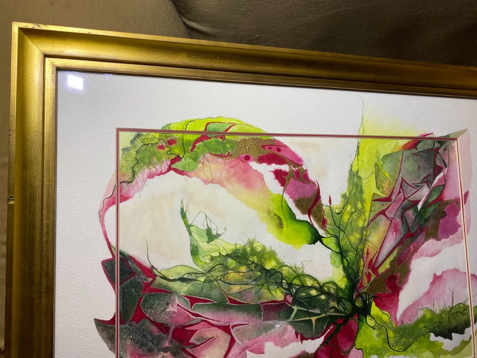 Pintura em aquarela Mary Lou O'Brien "Espírito de Natal" - Assinada e emoldurada - Imagem 2 de 4