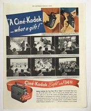 1934 magazine ad for Kodak Camera - Cine'-Kodak Eight movie camera, what a gift