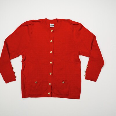 MODE IN MASCHEN GERWI Damen Strickjacke Gr. 42 Rot Langarm Vintage Schurwolle