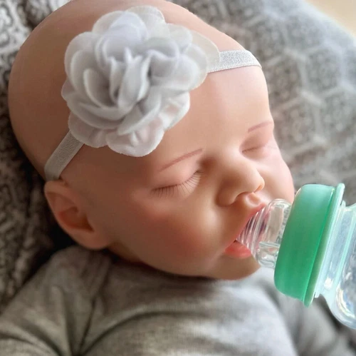 18 Zoll schlafende Reborn Puppe gewichtet 5,6 Pfund weiches Silikon Neugeborenes Baby Mädchen Weihnachtsgeschenk - Bild 3 von 21