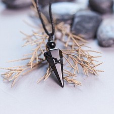 Natural Obsidian Crystal Pendant Protection Stone Necklace Amulet Crystal Gift