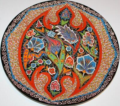 13'' Turkish High Quality Raised Iznik Floral Pattern Ceramic Plate