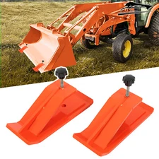 2PCS Tractor Bucket Ski Edge Tamer Skid Protector Snow Leaf Removal Orange