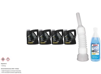 16L MANNOL Motoröl 7709 5W-30 API SM/CF inkl. Schlauch + Scheibenreiniger
