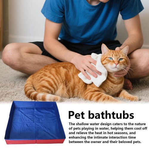 Foldable Pet Swimming Pool, Portable Collapsible Dog Bathing Tub Square-Shaped - Picture 12 of 14