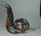 Vintage Murano Glass Snail Millefiori Art Figurine Multi Color