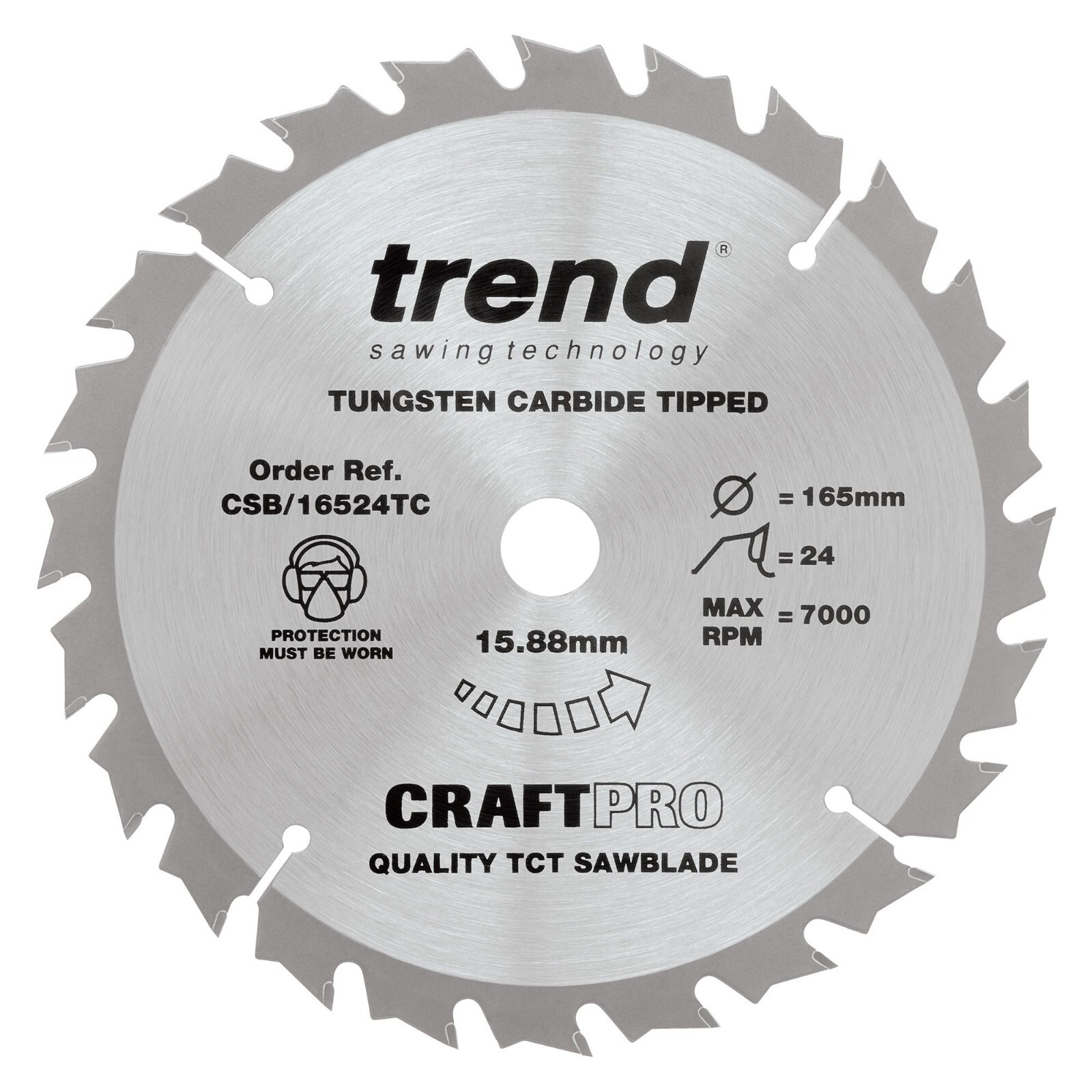 Trend 165mm 24T Circular Saw Blade 165x15.88x24T - Thin Kerf - CSB/16524TC