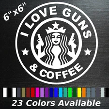Custom i love guns and coffee decal sticker starbucks drink firearms  