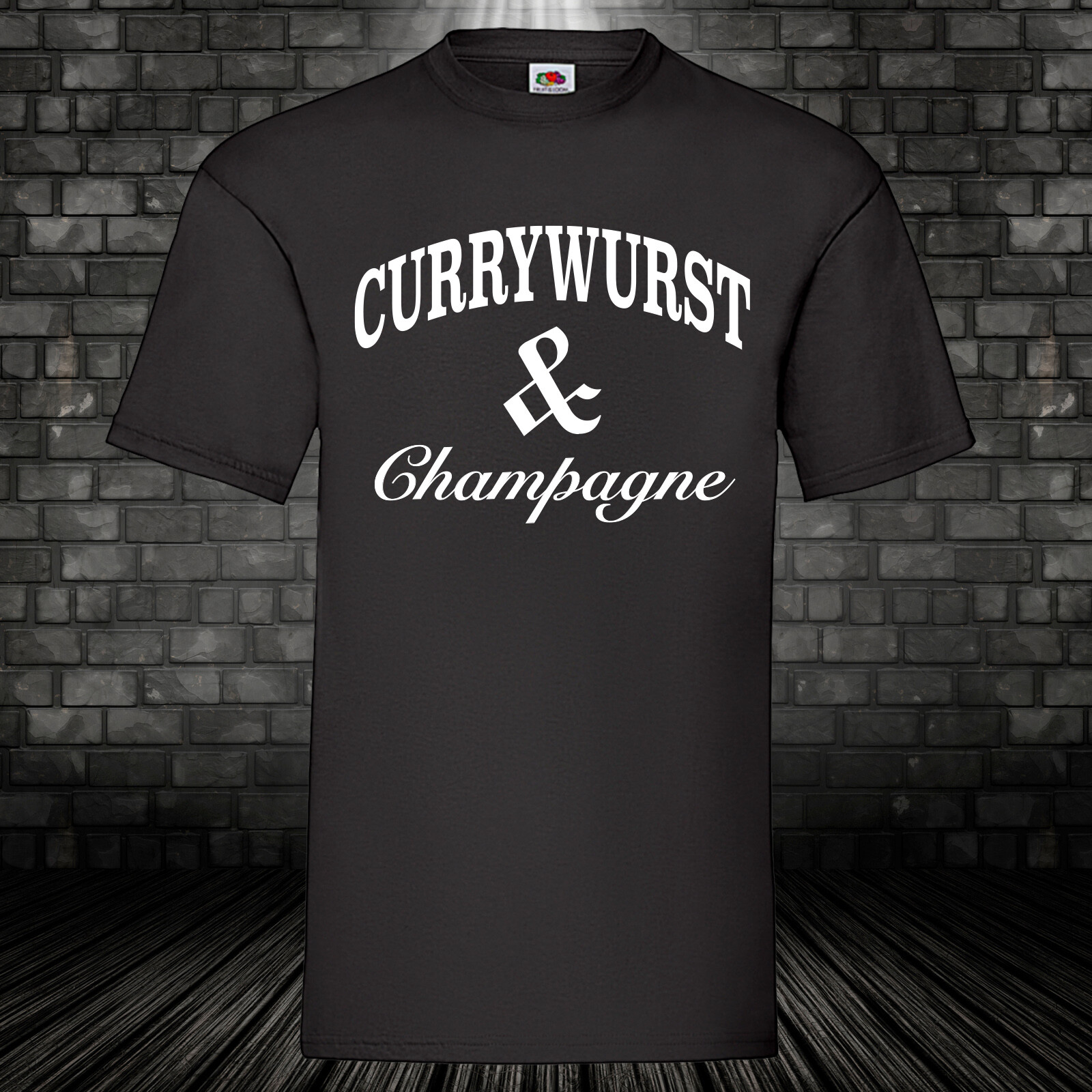Currywurst & Champagne Shirt Ruhrpott Berlin Kult Fun T-Shirt Feinschmecker -5XL