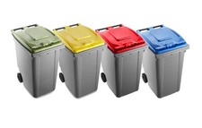 Bidone a due ruote bicolor per raccolta differenziata - 360 litri