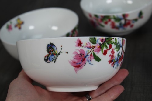 NEU 6er Set Mikasa Schmetterling Garten Blumen Bone China 6" Suppe Müslischalen Set - Bild 3 von 16