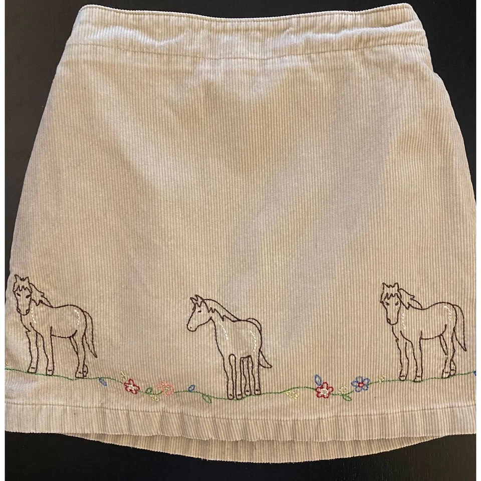 Falda corta Lands End Pana Caballo Niñas 5 Cintura Ajustable Ecuestre Country Foto 2 de 4