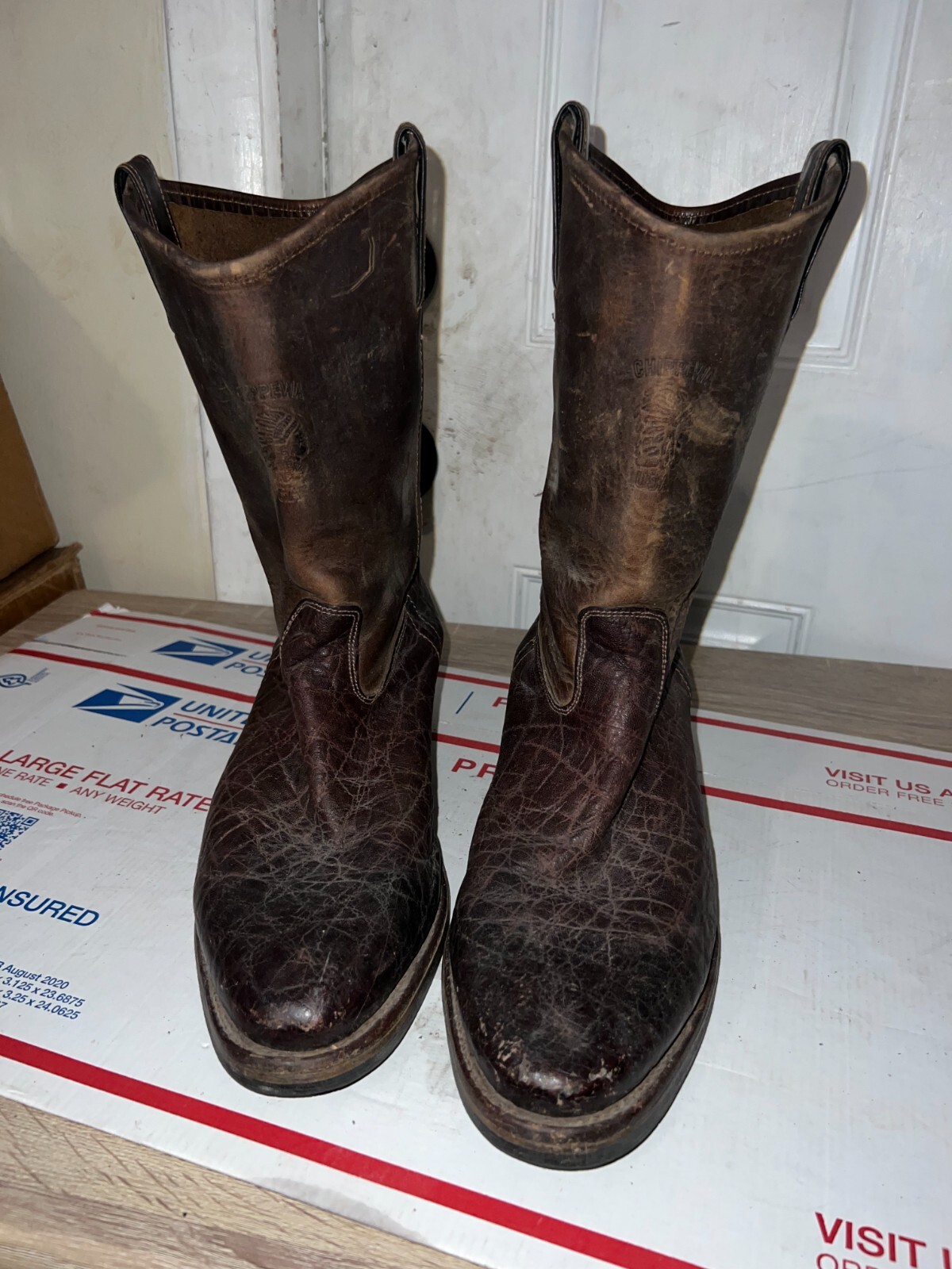 CHIPPEWA 99021 MEN  BROWN LEATHER ELEPHANT PRINT  Cowboy WESTERN BOOTS SIZE 11 D