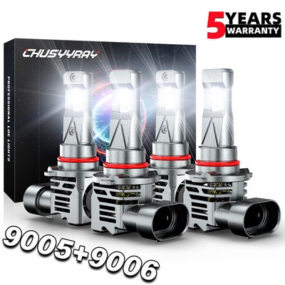 For Chevy Trailblazer 2002-2009 High/Low  LED Headlight 4 Bulbs White 9005 9006