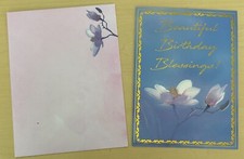Beautiful Birthday Blessings Religious Greeting Card - w/ Envelope - Floral