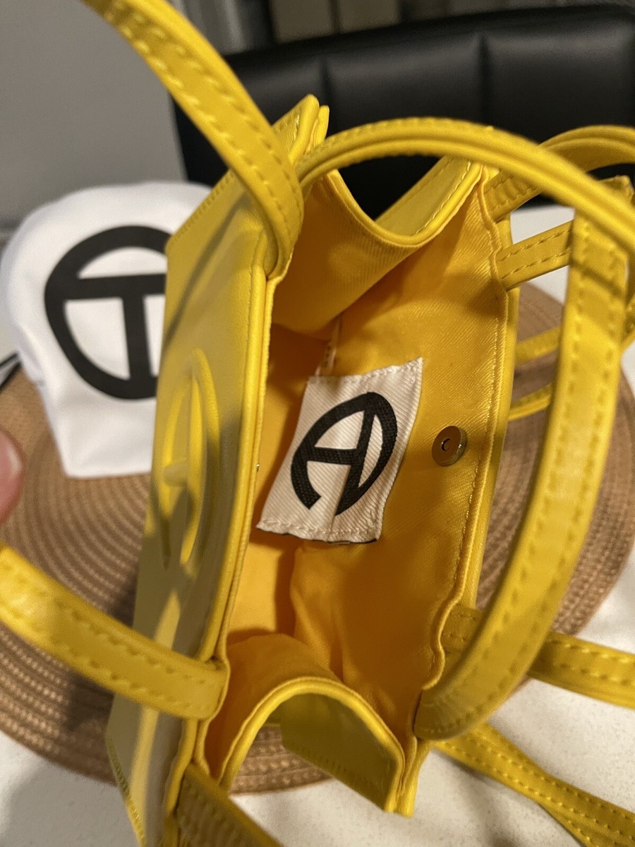 Telfar Small Bag Yellow Double Strap Faux Leather Purse Mini Bag